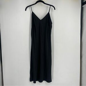 Victoria’s Secret Large Black Satin Slip Dress V Neck Nightwear Whimsigoth Vamp